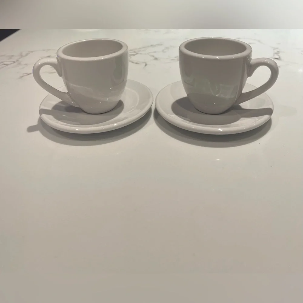 Konitz Coffee Bar Espresso Cups and Saucers 2 oz. New, Never Used.